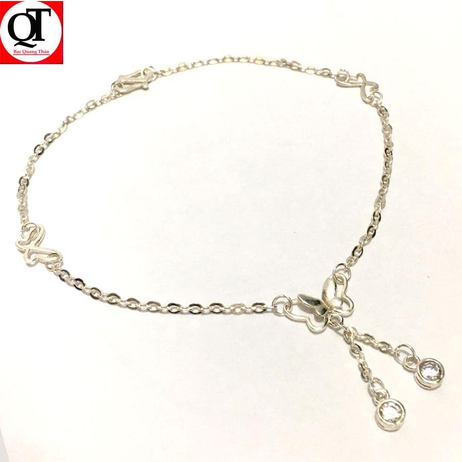Lắc chân nữ con bướm chất liệu bạc ta Bạc Quang Thản - QTLC7