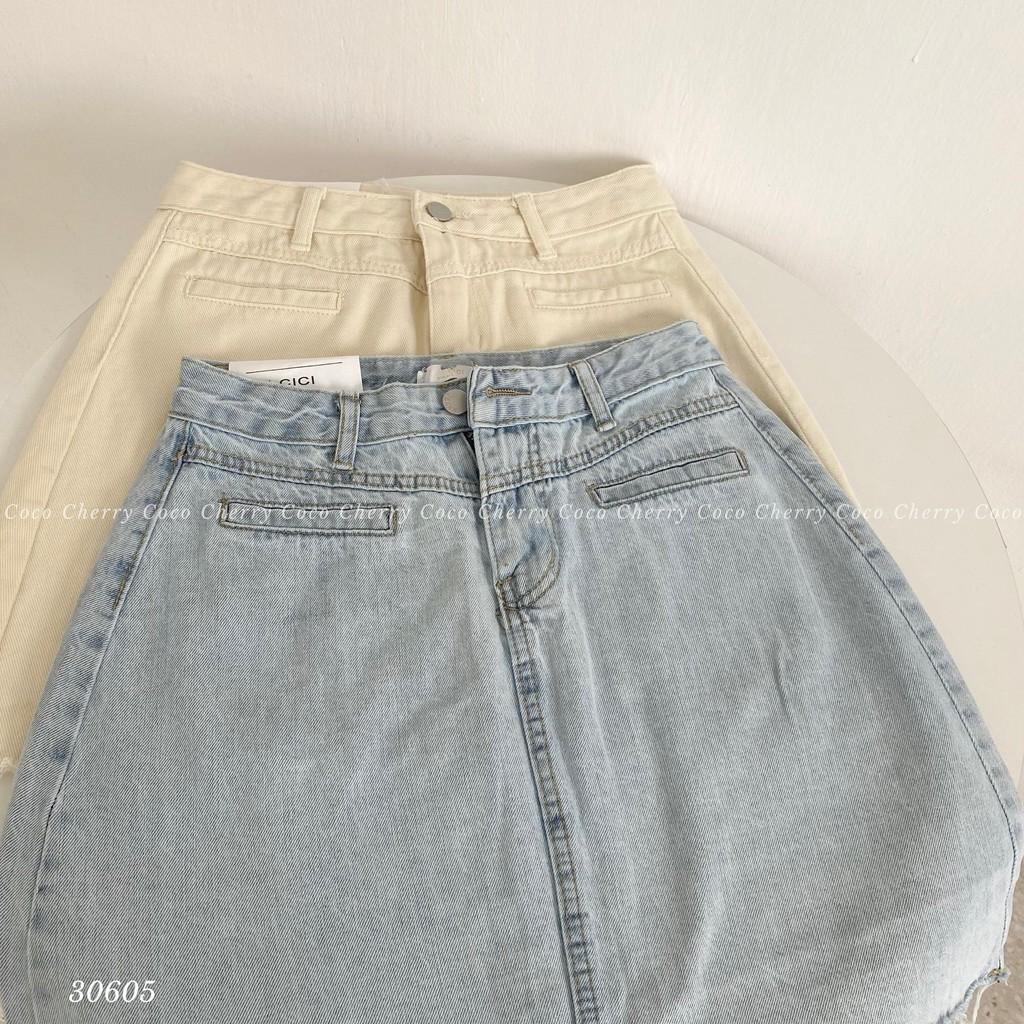 Chân váy jeans túi ngang E30605 CHERRY