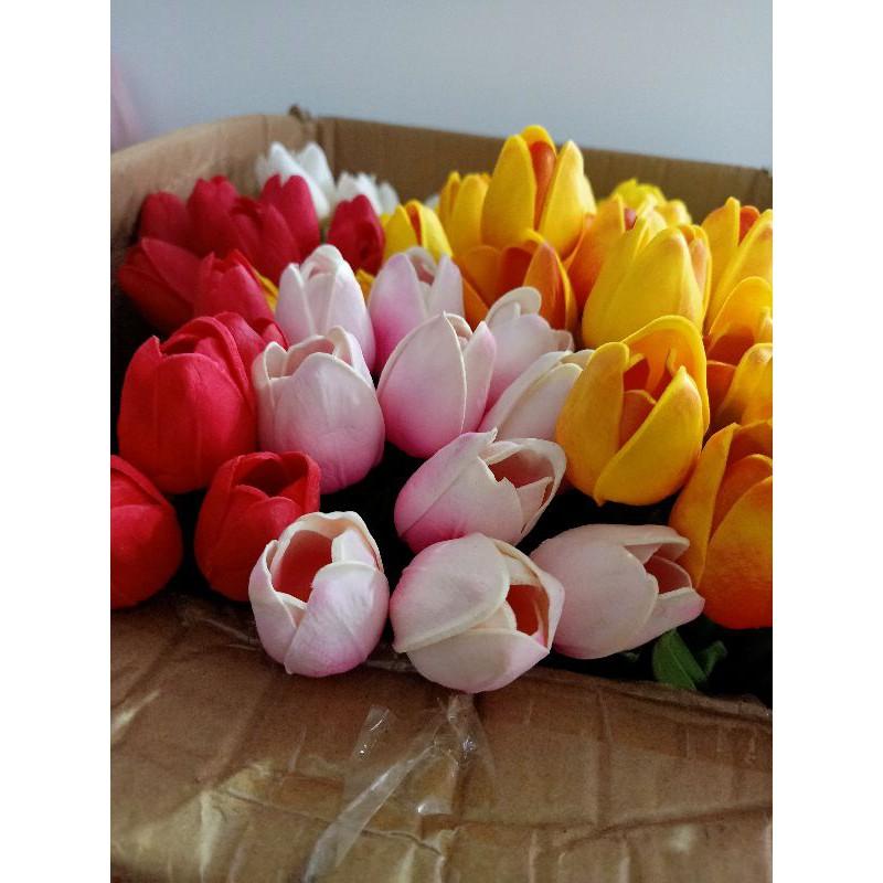 Hoa giả - Hoa Tulip cao su giả như thật decor trang trí nhà cửa