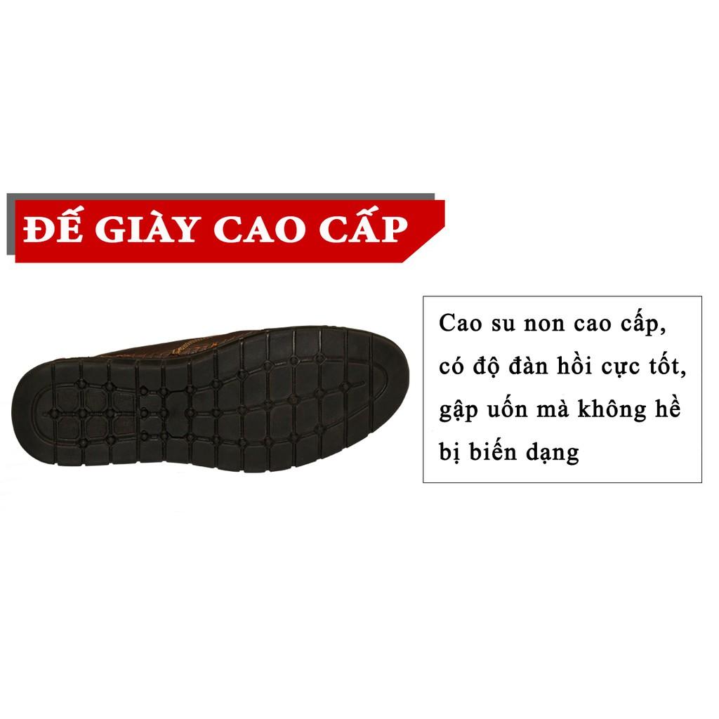 Giày lười da bò nam ORSIL đế cao su cao cấp màu vàng cam - D10