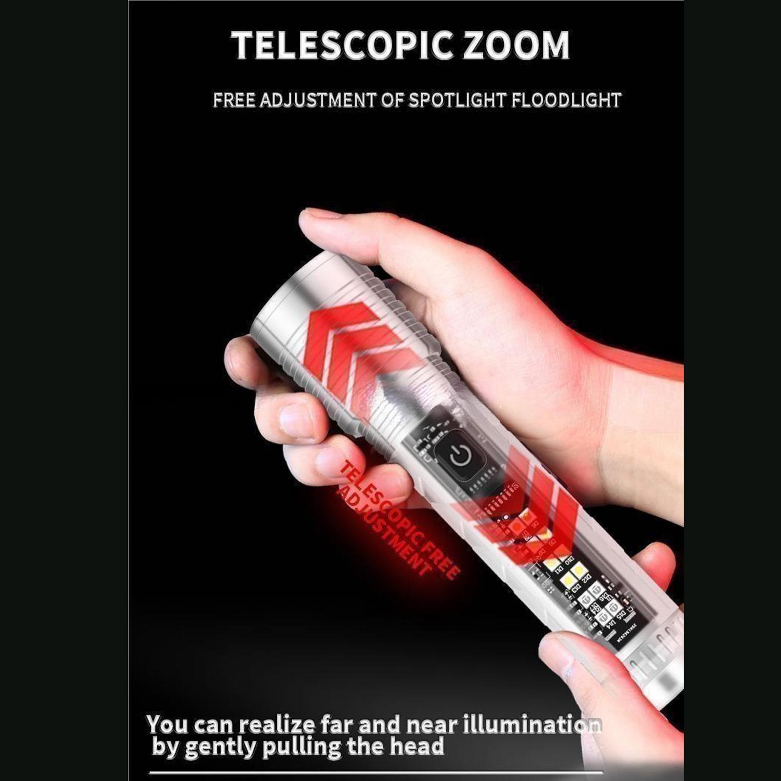 LED Flashlight Rechargeable Torch for Running Night Walking Auto Maintenance