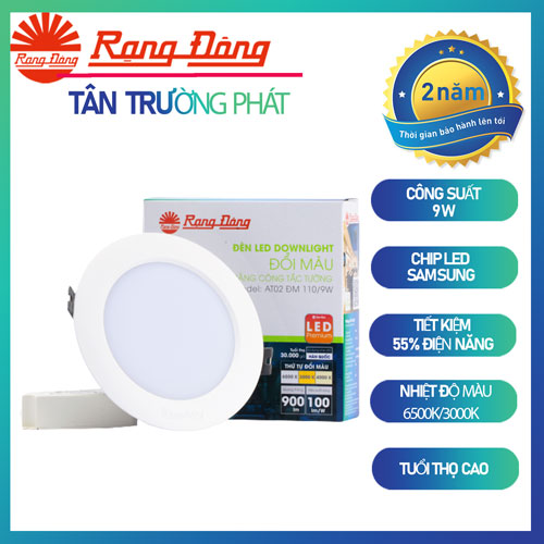 Đèn LED Âm trần Downlight Đổi màu 110/9W Rạng Đông Model: AT02 ĐM 110/9W