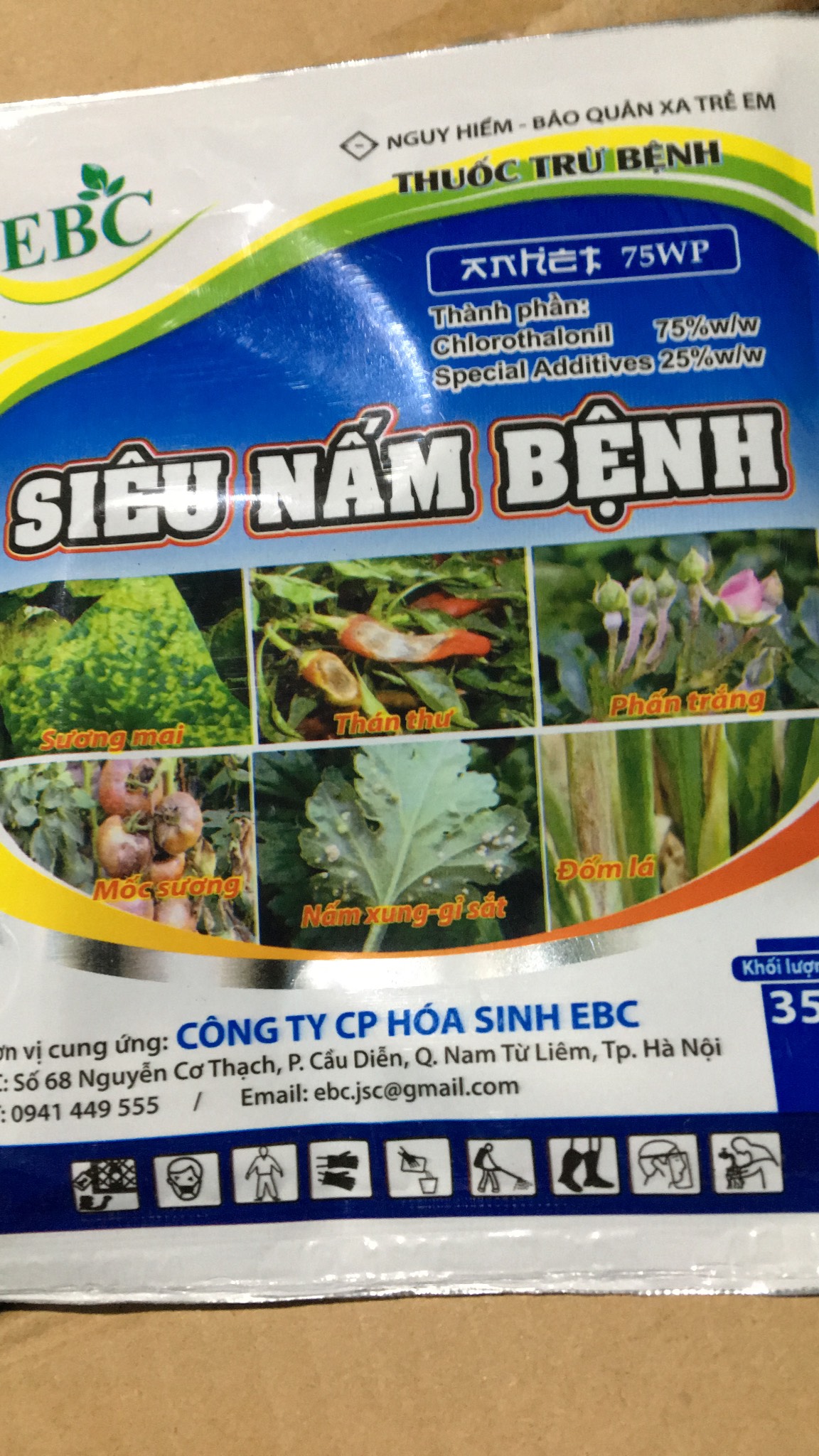 sản phẩm Si êu Nấm Bệnh phấn trắng sương Mai gói 35gr pha 20 lít nước