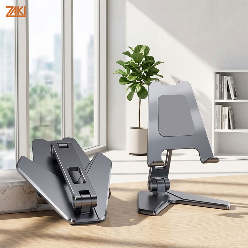 Giá đỡ cho điện thoại/iPad/Tablet hợp kim nhôm xếp gọn Zaki P10 - Hàng Chính Hãng