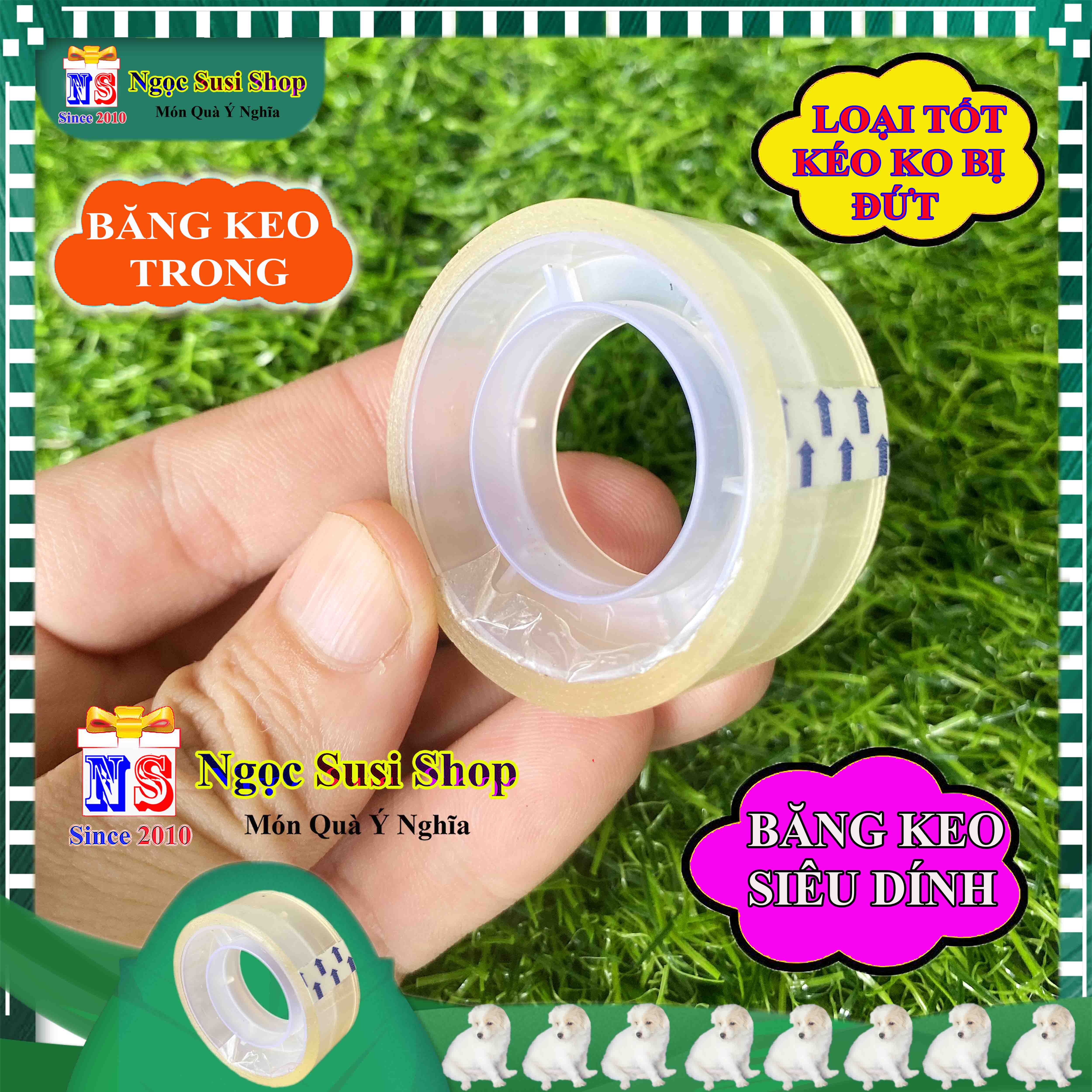 2 CUỘN BĂNG KEO TRONG NHỎ 0.4CM 10G SIÊU DÍNH - CUỘN BĂNG DÍNH TRONG