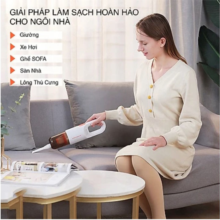 Máy hút bụi tích điện- Thiết kế tay cầm cầm tay, di động và nhỏ gọn để cầm, dễ sử dụng- Công suất 75W