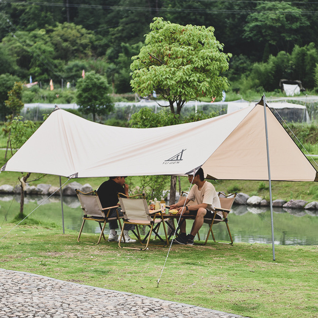 Bàn gấp gọn cắm trại, dã ngoại camping picnic chất liệu nhôm giả vân gỗ siêu tiện lợi, Thiết kế cuộn thông minh - kèm túi đựng