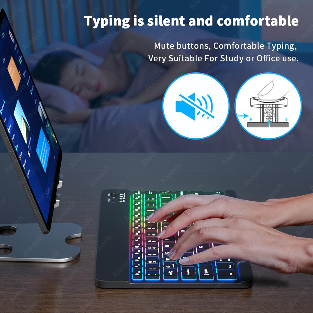 Dành Cho iPad Bàn Phím Có Đèn Nền Bàn Phím Không Dây Bluetooth-Tương Thích Cho Samsung Xiaomi Huawei Apple Điện Thoại Laptop Bàn Phím Máy Tính Bảng