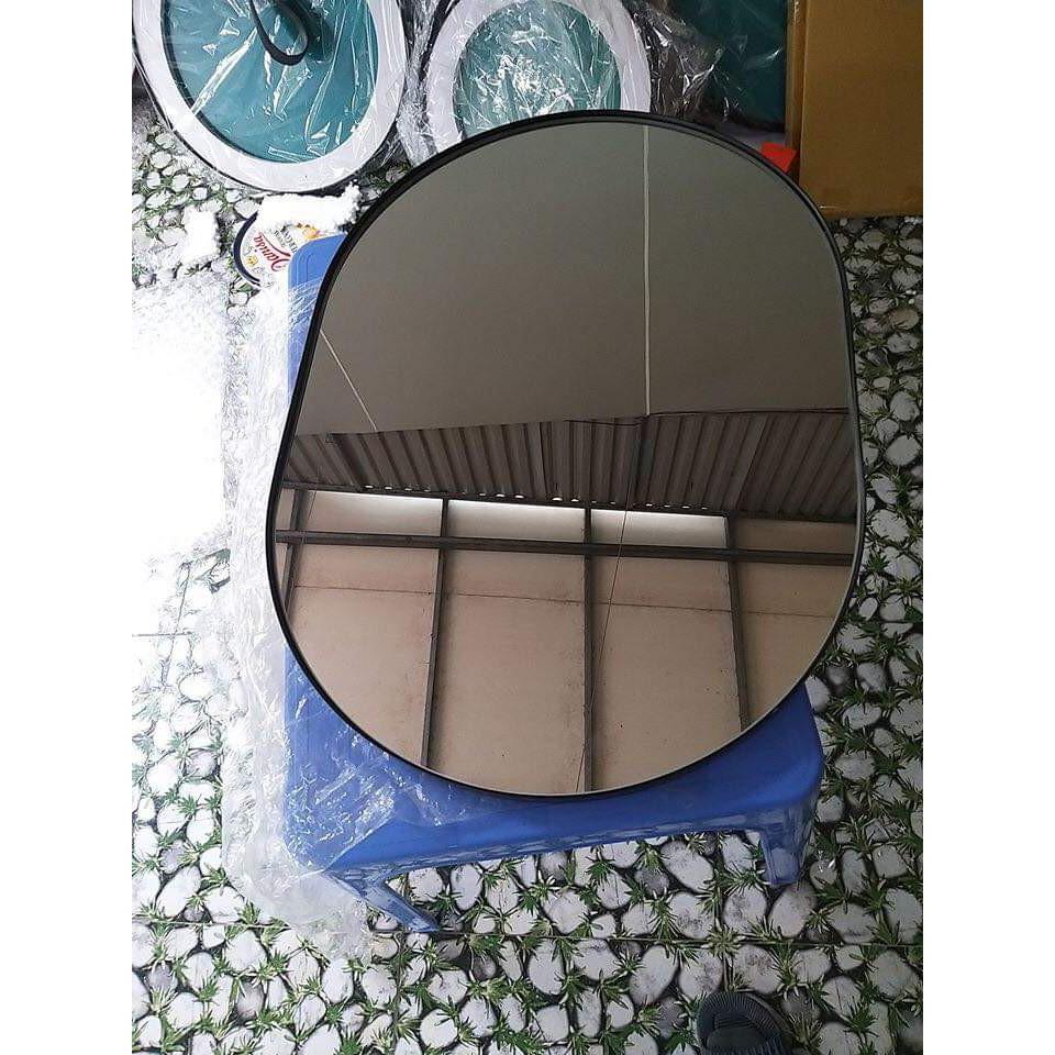 Gương Viền Thép Hình Con Nhộng Sơn Tĩnh Điện Cao Cấp, Gương Phòng Tắm Kt 50x70cm