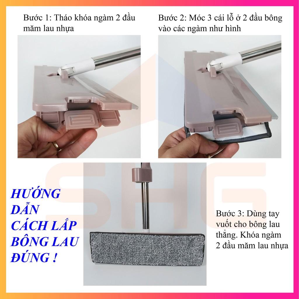 CÂY LAU NHÀ TỰ VẮT CÓ GẠT NƯỚC BÔNG GÀI 2 ĐẦU, BÔNG 12X38 CM