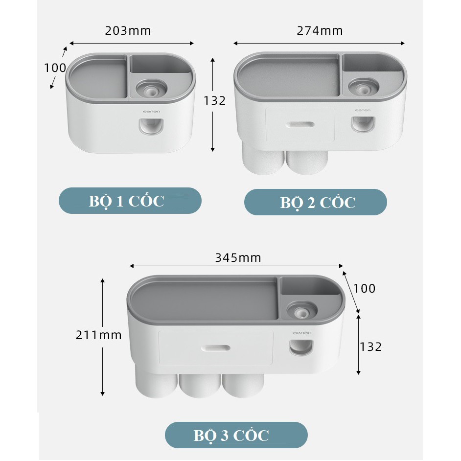 Giá Treo Bàn Chải Nhà Tắm OENON - Bộ nhả kem đánh răng tự động kèm cốc và miếng dán tường - OEKEM