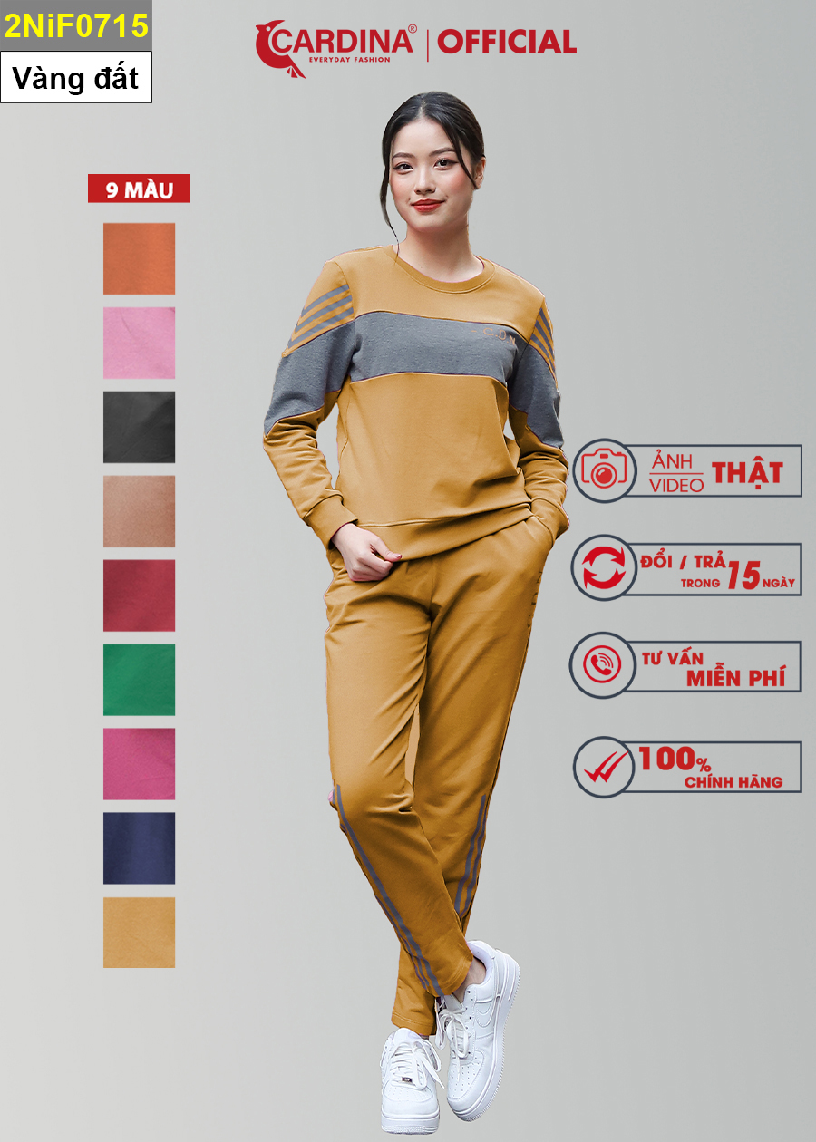 Đồ Bộ Thu Đông Nữ CARDINA Chất Nỉ Cao Cấp Dáng Thể Thao Năng Động 2NIF07