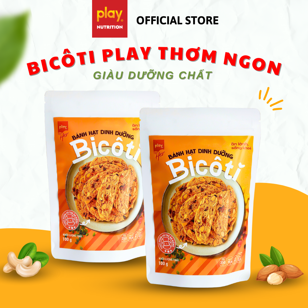 Bánh Bicoti PLAY Dinh Dưỡng Ăn Kiêng Lành Mạnh - Thanh ngũ cốc dinh dưỡng PLAY Healthy