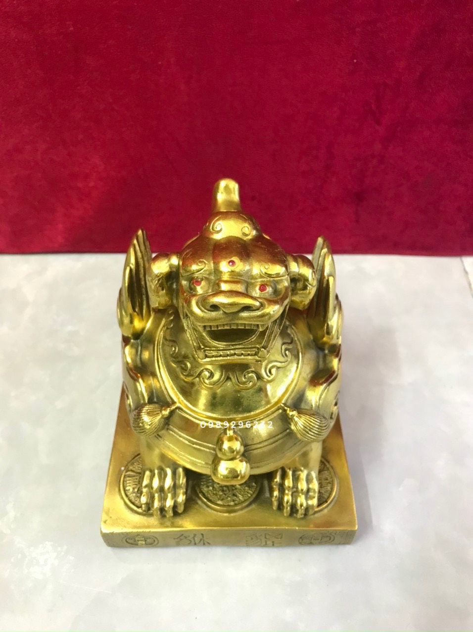 Tỳ Hưu bệ vuông bằng đồng cao 18cm - Tỳ hưu phong thủy đẹp