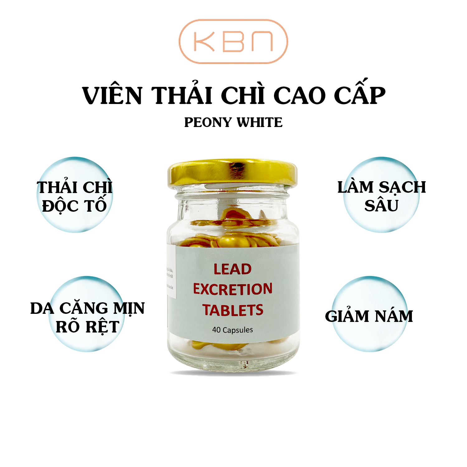 Viên Thải Chì Cao Cấp Úc PEONY WHITE - Mờ Nám, Trắng Da, Chống Lão Hóa - 40 Viên