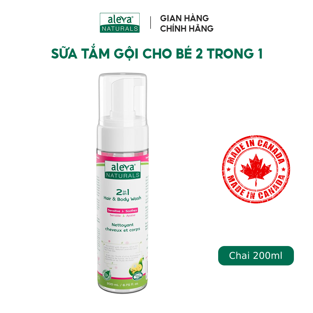 Combo tắm gội, dưỡng ẩm và làm mịn da hàng ngày cho bé Aleva Naturals