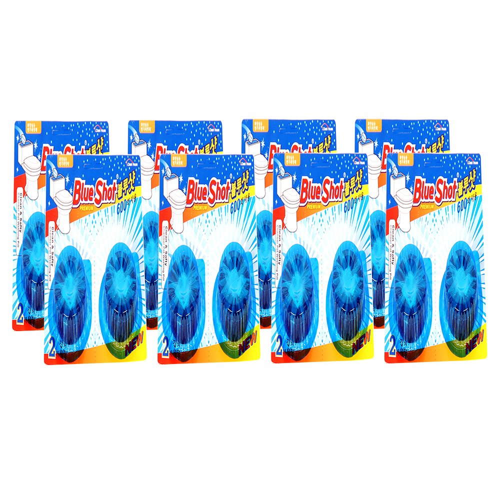 Bộ 8 Vỉ Tẩy Vệ Sinh Khử Mùi Bồn Cầu Cao Cấp Blueshot Hàn Quốc: 1 vỉ dùng 2 tháng, loại bỏ vi khuẩn mùi hôi hiệu quả