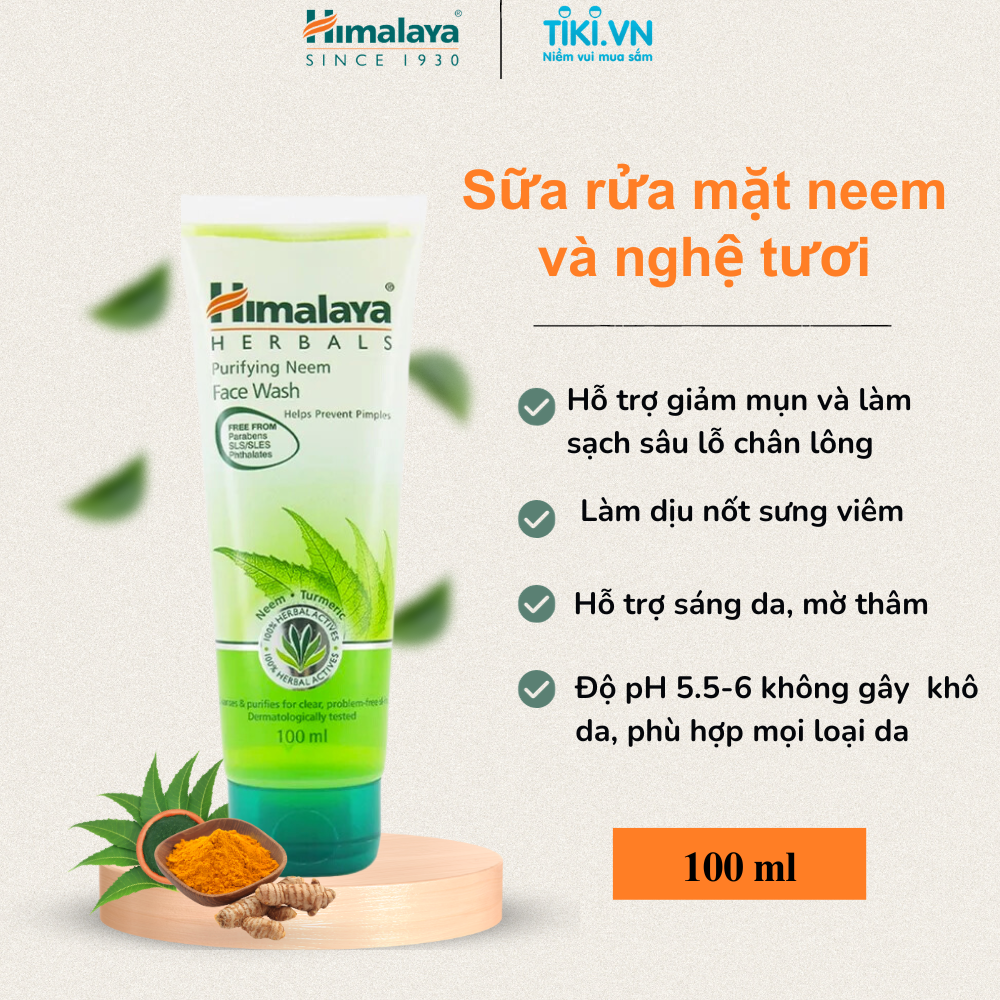 Sữa Rửa Mặt Neem Ngừa Mụn Trứng Cá Himalaya Herbals
