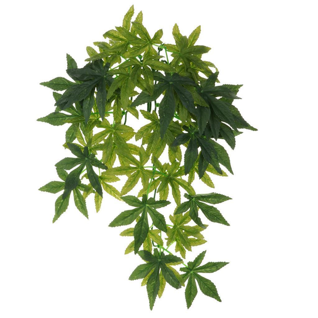 Set of 2, Reptile Terrarium Leaves Vines Vivarium Ornament Fake Plant Decor