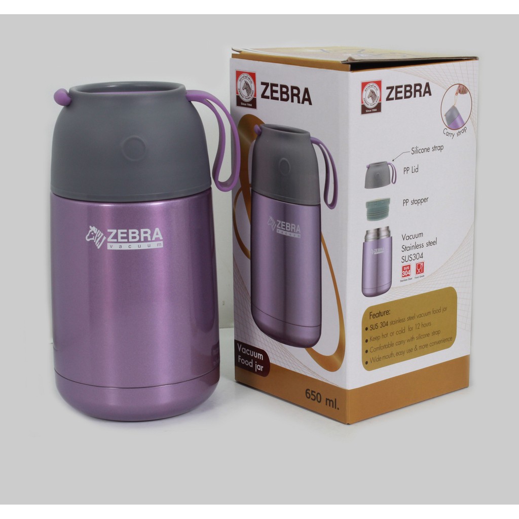 Bình ủ cháo giữ nhiệt zebra Thái Lan 650ml 123006-inox 304