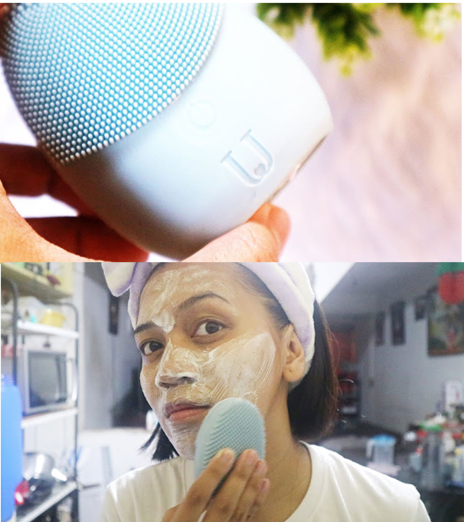 Máy rửa mặt silicone chạy pin MINISO SILICONE FACIAL CLEANER kết hợp làm sạch sâu và mát xa thư giãn nhờ xung động âm (xanh ngọc nhạt) chính hãng - MNS058