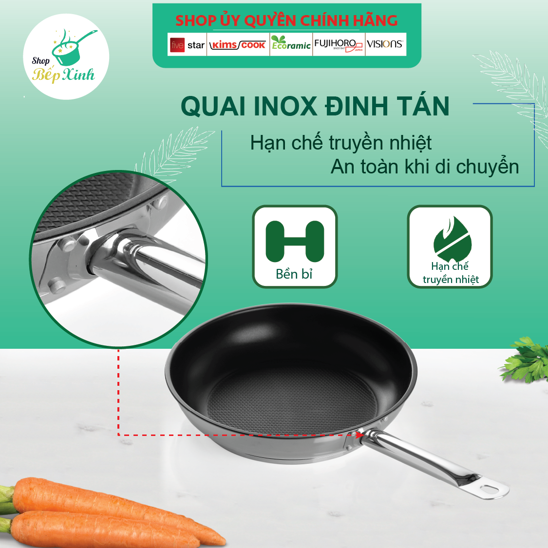 Chảo chống dính 3 đáy inox 430 Fivestar Standard (30cm)