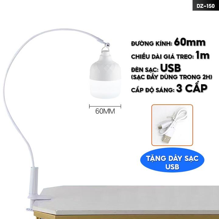 Bóng Đèn Led Tích Điện Kèm Giá Treo Nhiều Chiều Cao Chất Liệu Nhựa Tặng Dây Sạc DZ-150