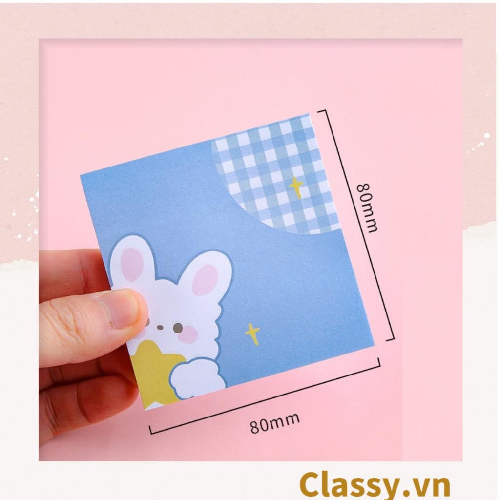 Tệp 50 tờ Giấy note Classy ghi nhớ màu pastel dễ thương in hình hoạt hình; tiện dụng; kích thước 80X 80 Cm PK726