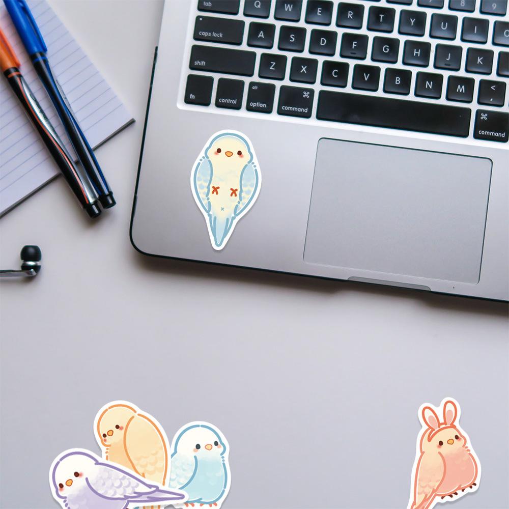 Sticker VẸT LOVE BIRD hoạt hình cute trang trí mũ bảo hiểm, guitar, ukulele, điện thoại, sổ tay, laptop-mẫu S68