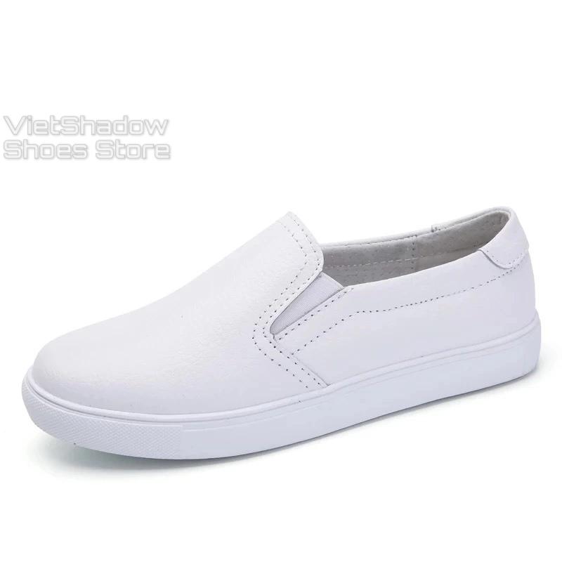 Slip on nữ da bò - Giày lười da nữ dáng classic - Chất liệu bò màu (đen) và (trắng) - Mã SP 301