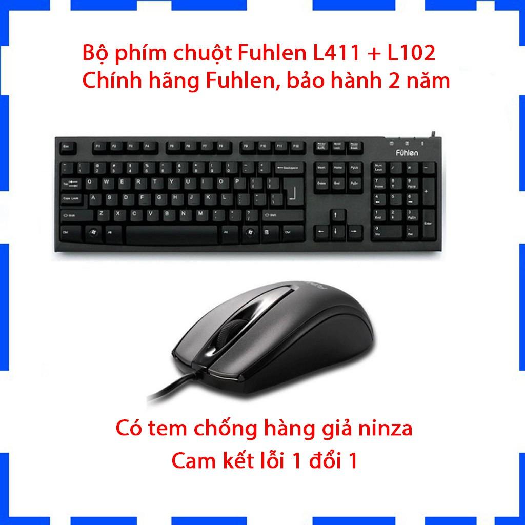 Bộ chuột và bàn phím có dây Fuhlen L411 + L102 - Tem Ninza - Hàng chính hãng