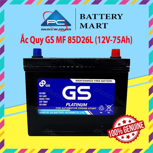 Bình Ắc Quy 12V-75Ah, Ắc Quy Ô Tô GS MF 85D26L/R