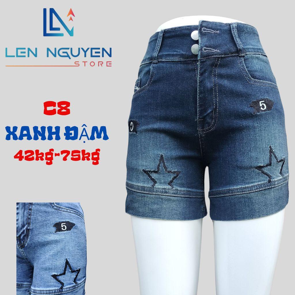 C8_Quần jean nữ, đùi, lưng cao, quần bò nữ dáng ôm, quần rin nữ có big size, cho 42kg đến 75kg,LEN NGUYEN STORE - Xanh Đậm