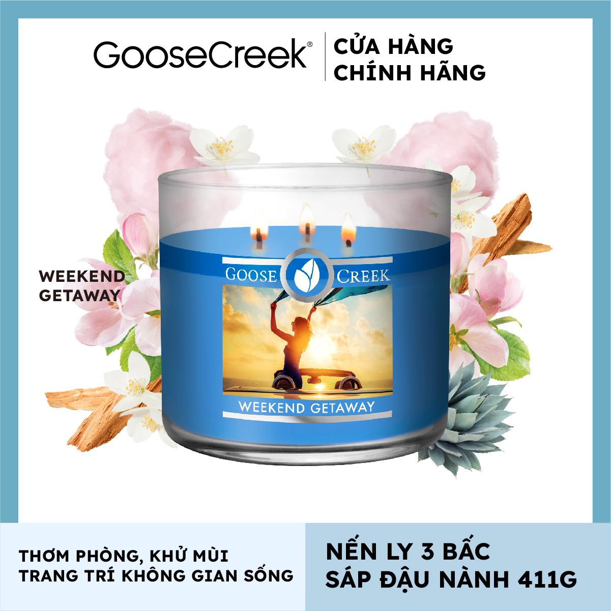 Nến ly 3 bấc sáp đậu nành Goose Creek (411g) - Weekend Getaway