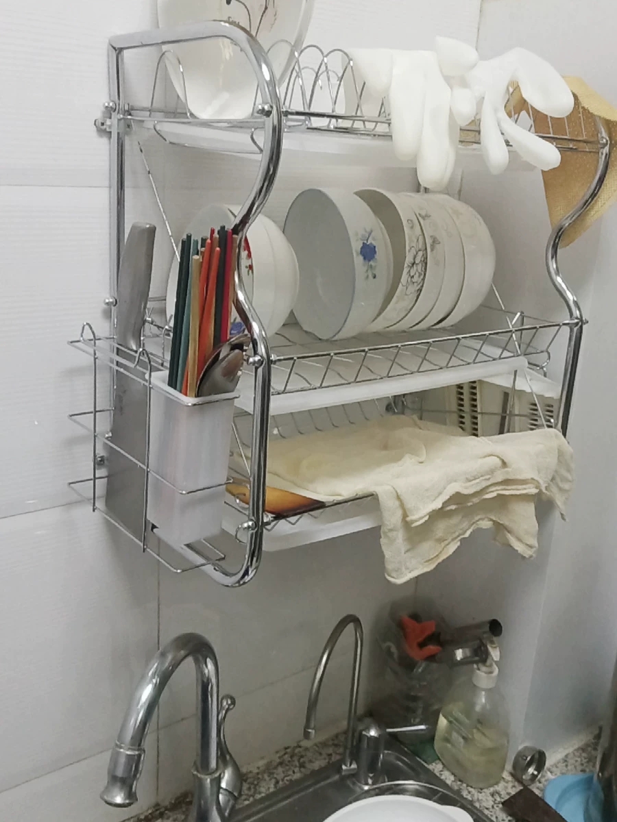 Kệ để bát đũa inox đa năng, Kệ chén đũa thông minh tiện lợi kèm khay đựng