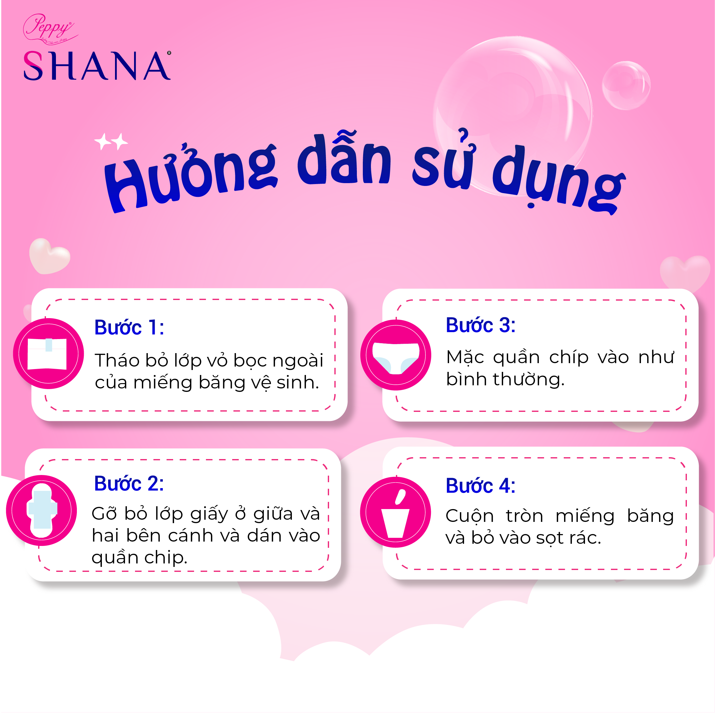 Combo 60 gói băng vệ sinh dạng quần Peppy Shana - Tiện lợi 2 trong 1