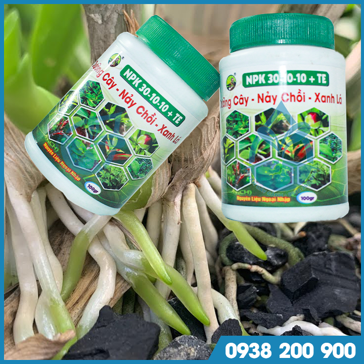 Phân bón lá NPK giúp dưỡng cây nảy chồi, xanh lá - 30-10-10 +TE -chai 100gr
