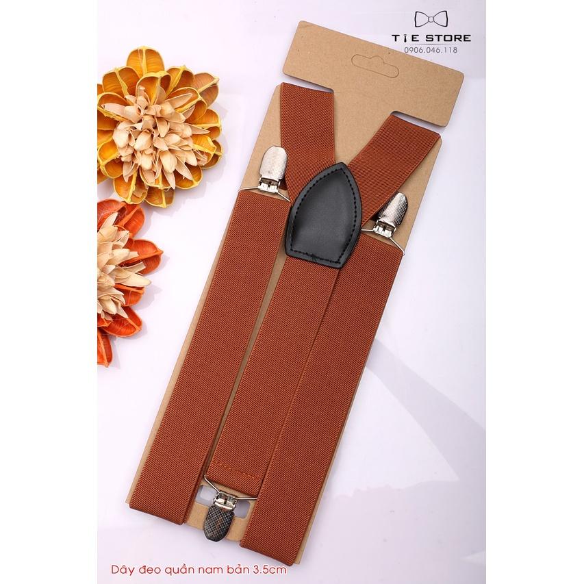 Dây đeo quần nam chữ Y 3.5cm khóa kẹp - dây yếm quần nam cao cấp màu nâu sáng