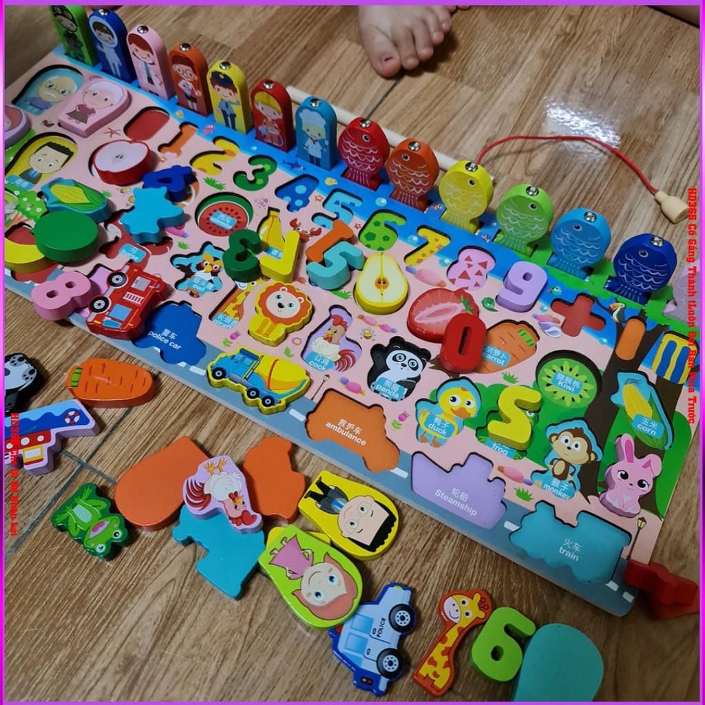 Bộ Đồ Chơi Câu Cá, Ghép Số, Ghép Hình Bằng Gỗ Cho Bé