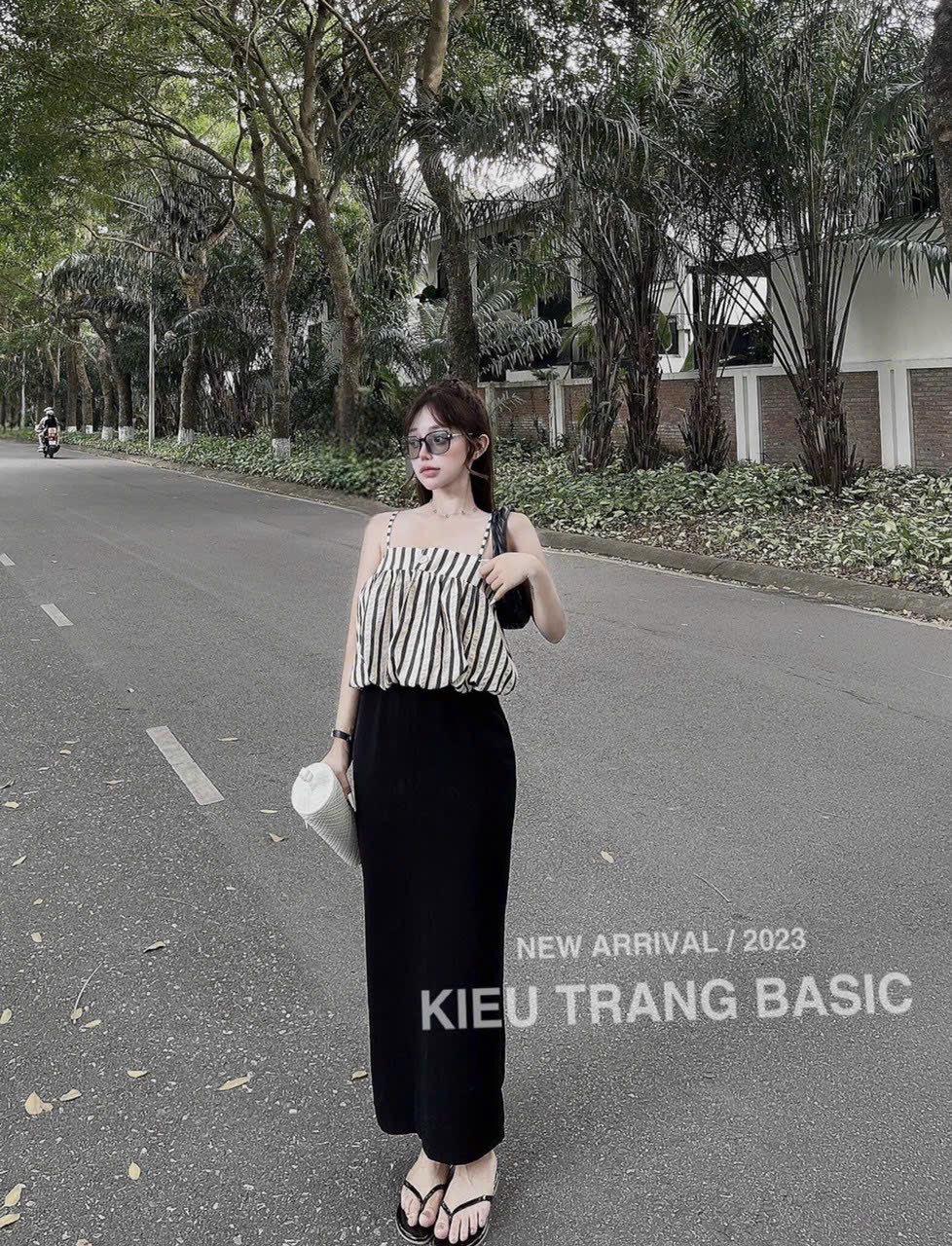 SET ĐI CHƠI, SET 2 MÓN ÁO BÍ CÚP NGỰC 2S PHỐI CHÂN VÁY DÀI SIÊU HOT