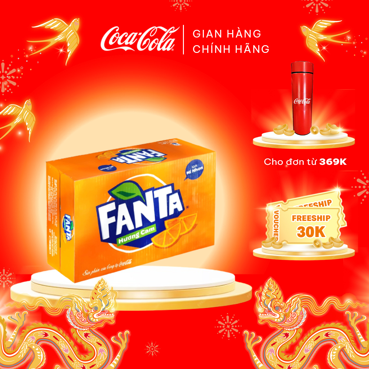 Thùng 24 Lon Mi-nhon Nước Giải Khát Fanta hương cam Lon 235ml/lon