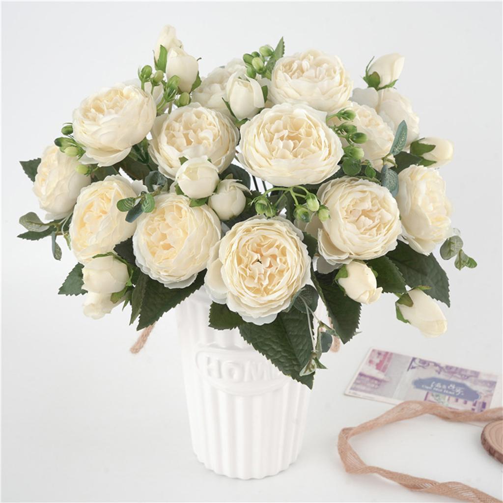 1 Pair Artificial Peony Silk Flower Bouquet for Wedding DIY Home Decoration