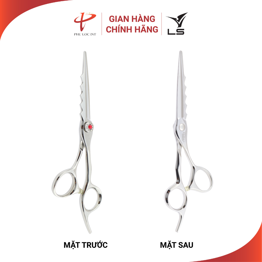 Kéo cắt tóc VLS FA33/6.0 inches lưỡi thẳng quai offset vênh đỡ ngón cố định - Hàng chính hãng