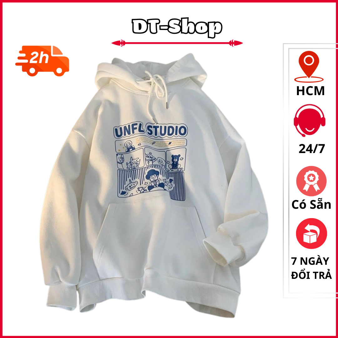 Áo Hoodie UNFL STUDIO Chất Nỉ Bông Thích Hợp Nam Nữ mặc Hè Đông Chống nắng Giữ Nhiệt Phong Cách Trẻ