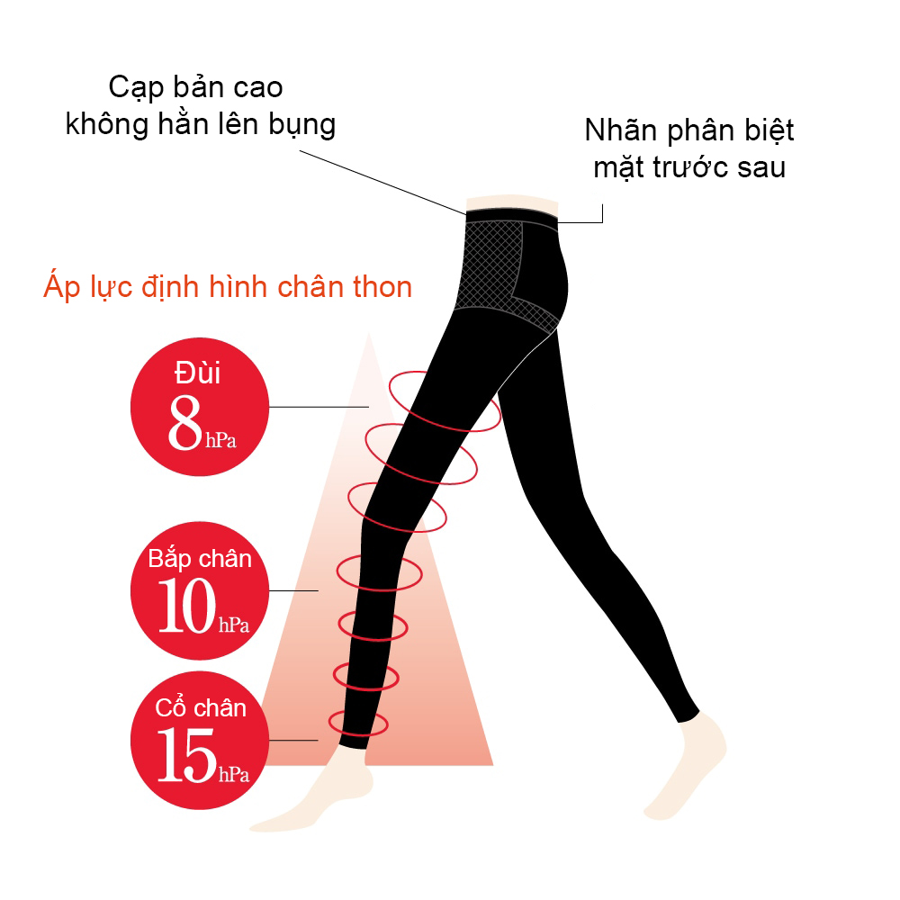 Quần tất không bàn chân kiểu legging chống gió giữ nhiệt tăng mức tiêu hao calo định hình chân thon của SABRINA Nhật Bản