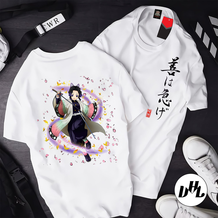 Áo thun trắng Anime, Manga Thanh g diệt quỷ Hoa trụ 02, Unisex Nam Nữ có Size áo từ 25-95kg