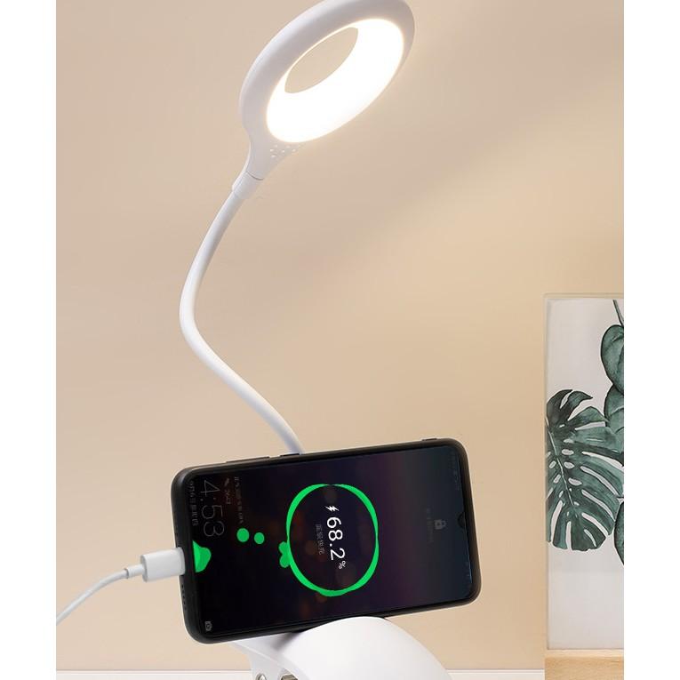 Đèn Bàn Học USB Di Động Cao Cấp Kẹp Bàn – 03 Mức Độ Ánh Sáng Vàng Bảo Vệ Mắt Chống Cận