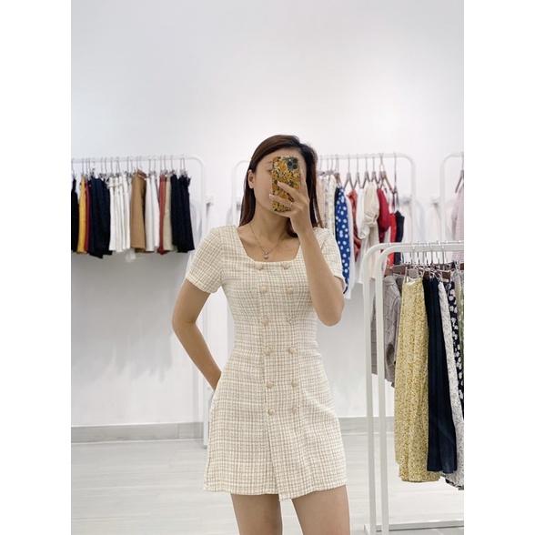 Đầm dạ ôm body vải Tweed thanh lịch
