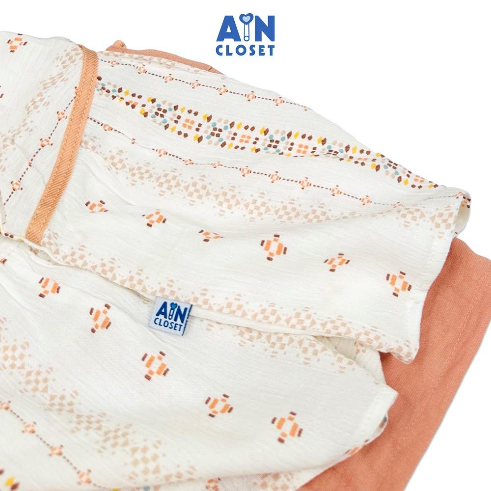 Bộ quần áo Ngắn bé gái hoạ tiết Dây Nhí Cam Đũi xô - AICDBGRXHOS7 - AIN Closet