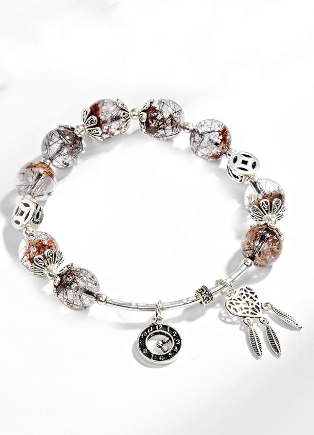 Vòng tay thạch anh ưu linh tóc đen phối charm dream catcher Ngọc Quý Gemstones
